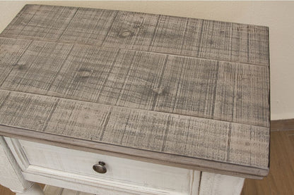 Stone - Chest With 4 Drawers - Antiqued Ivory / Weathered Gray