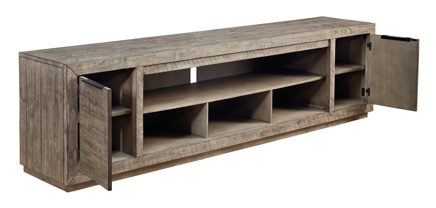 Krystanza - Weathered Gray - XL TV Stand W/Fireplace Option