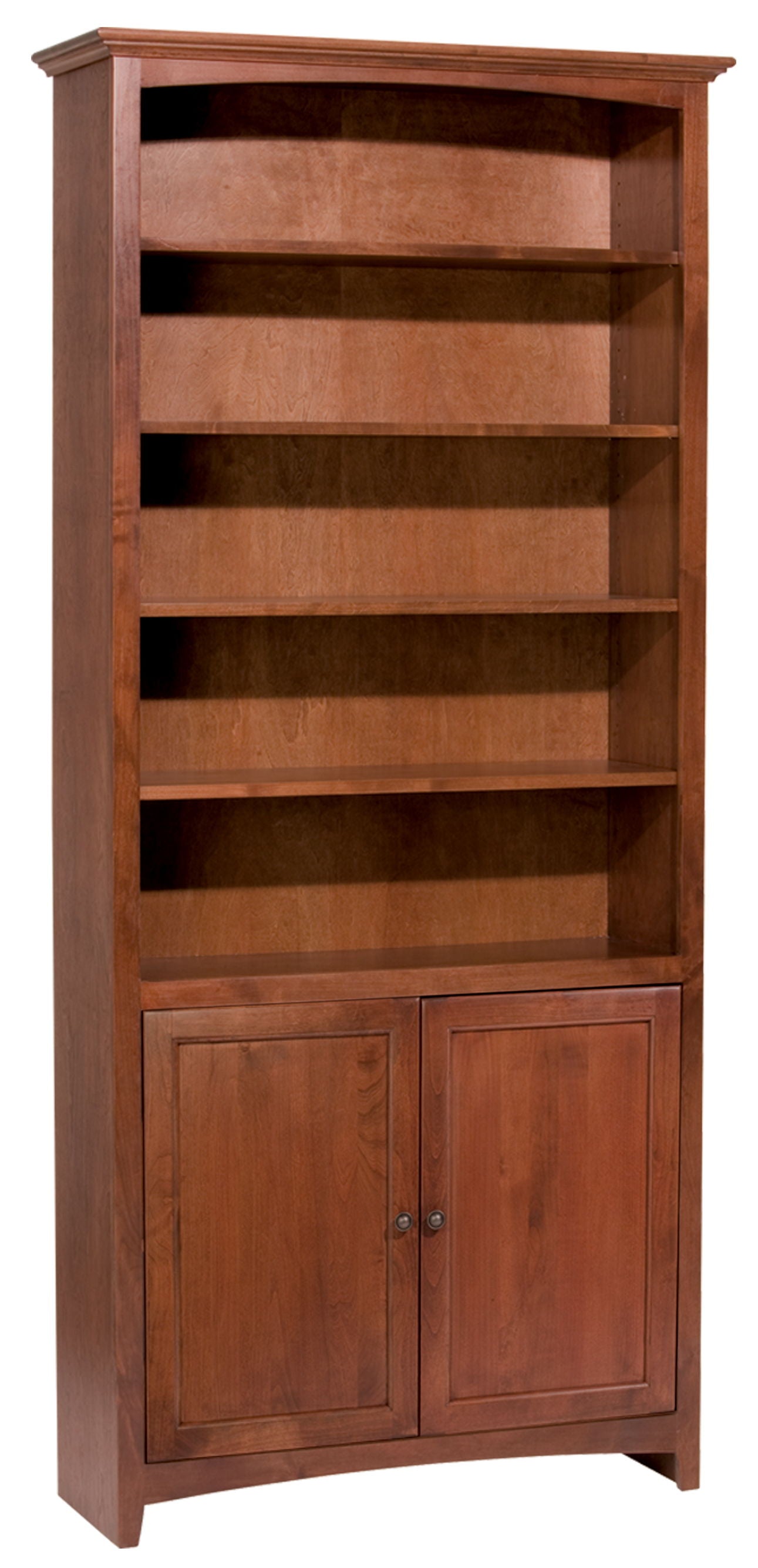 McKenzie - Alder Bookcase With Doors - Glazed Antique Cherry - 38.5"W