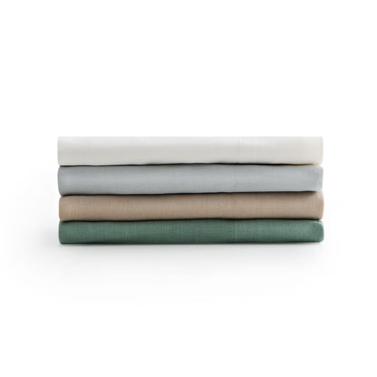 Linen-Weave Cotton Split California King Sheet Set - Fog