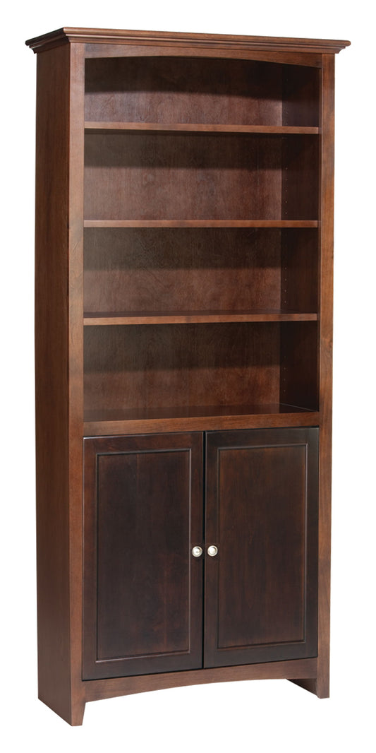 McKenzie - Alder Bookcase With Doors - Caffè - 32.5"W - 72"H