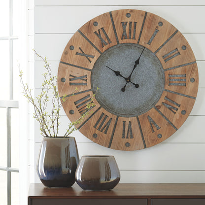 Payson - Antique Gray / Natural - Wall Clock