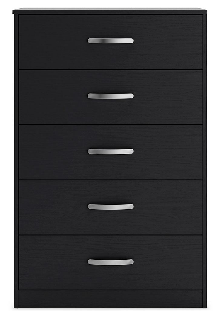 Finch - Black - Five Drawer Chest - 46" Height