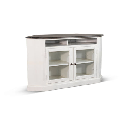 Carriage House - Corner TV Stand - White / Dark Brown