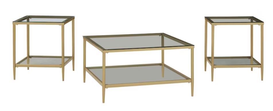 Zerika Gold Finish Occasional Table Set 3pcs.