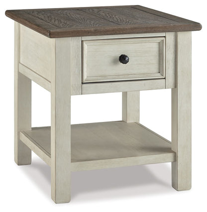 Bolanburg - White / Brown / Beige - Rectangular End Table