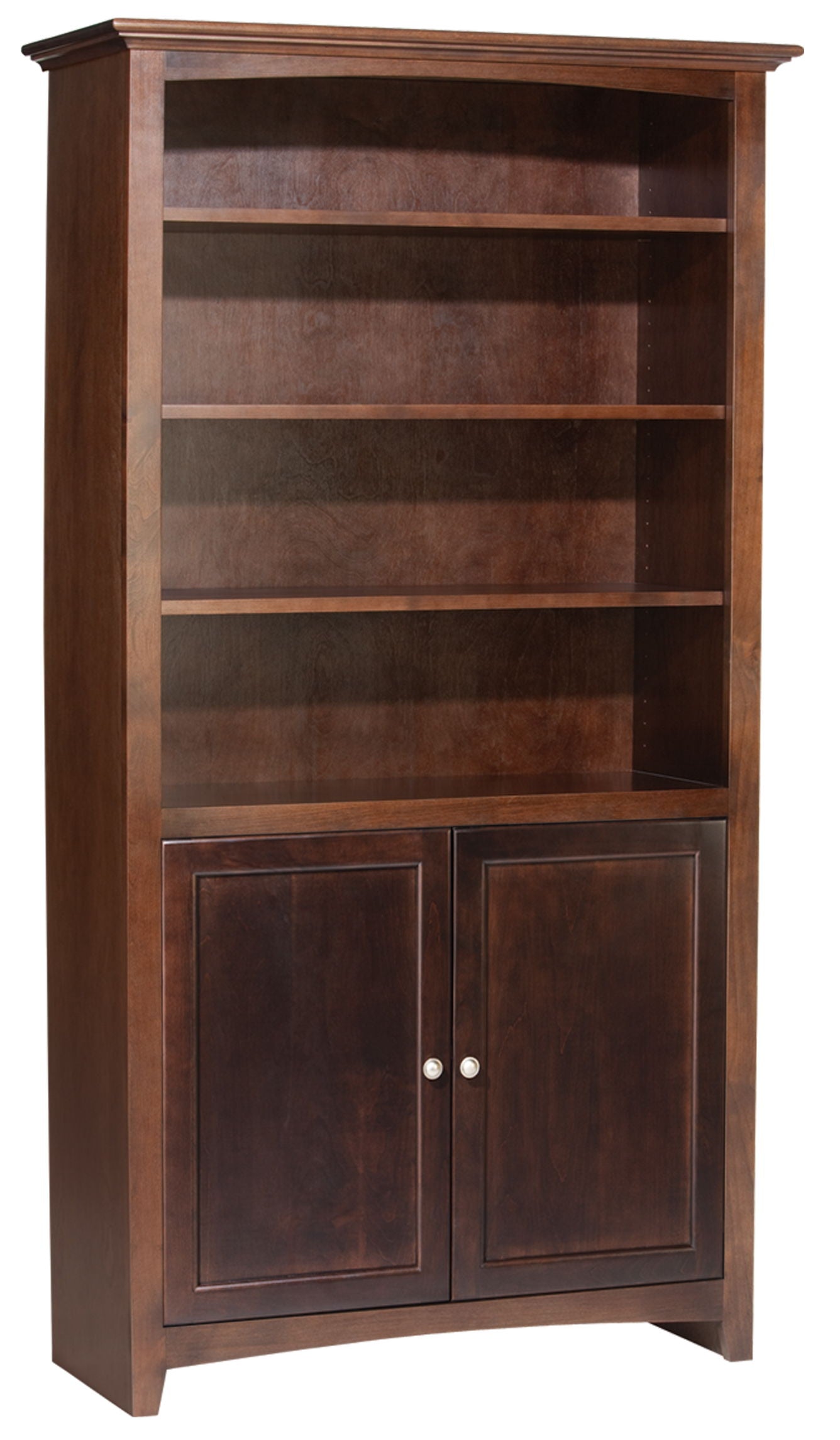 McKenzie - Alder Bookcase With Doors - Caffè - 38.5"W - 72"H