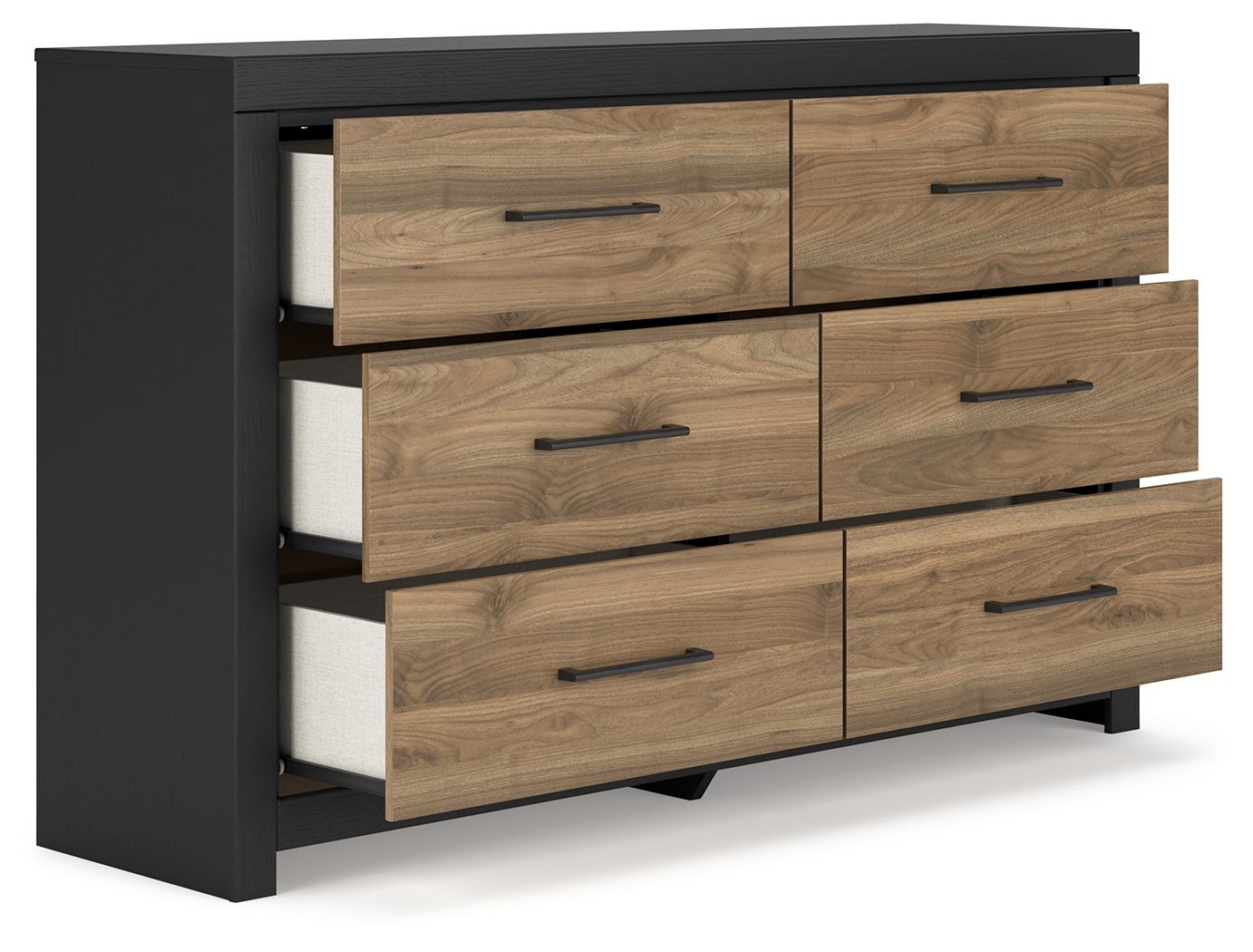 Vertani - Black / Honey Brown - Six Drawer Dresser